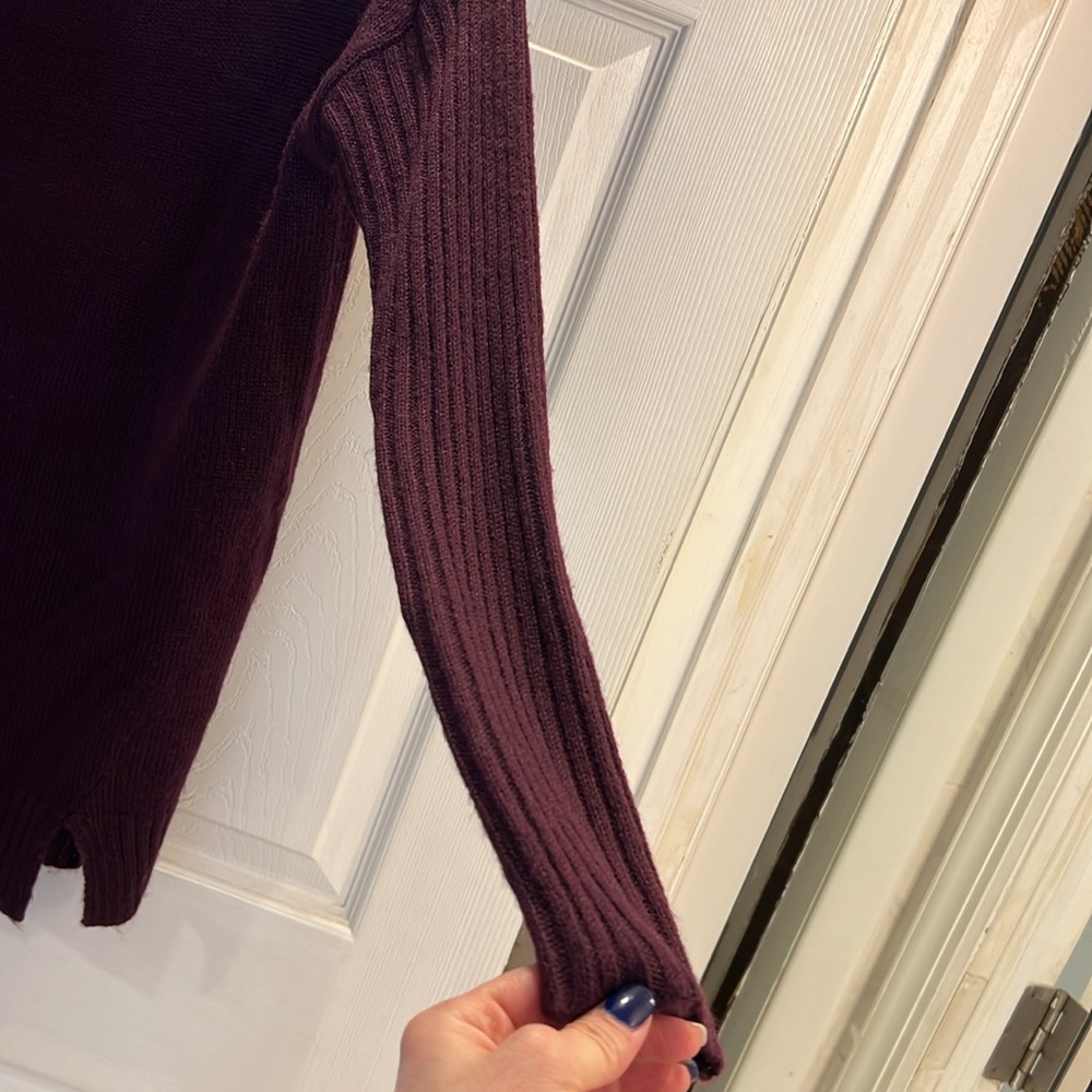 JustFab Deep Purple Off Shoulder Sweater - Picture 3 of 6
